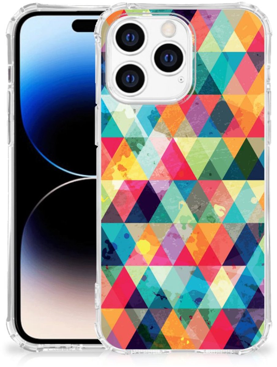 TPU Case Anti-Shock voor Apple iPhone 14 Pro Max Doorzichtige Silicone Hoesje Geruit