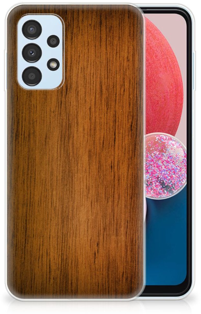 Back Cover voor Samsung Galaxy A13 4G Bumper Hoesje Donker Hout