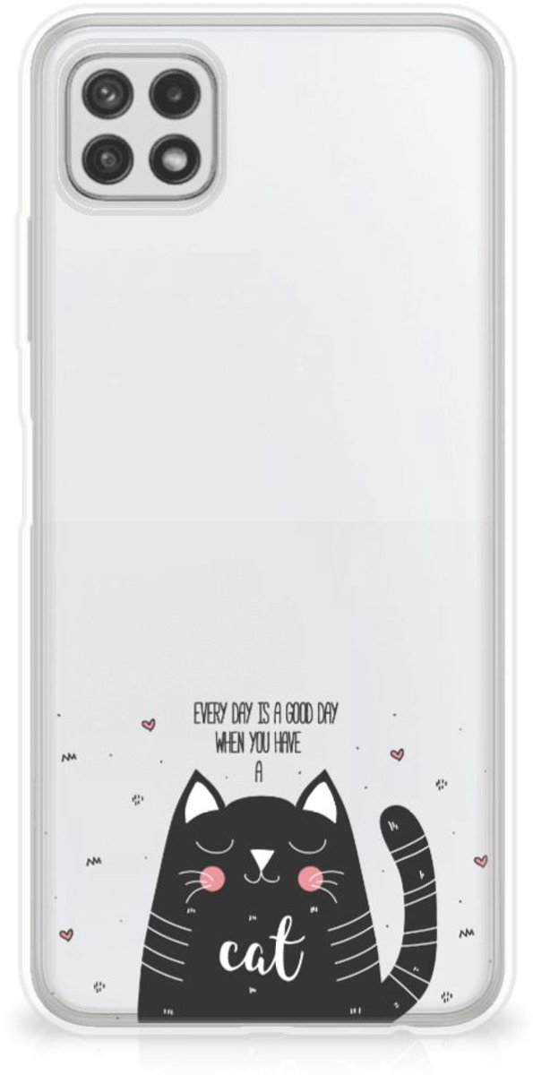 Samsung Galaxy A22 5G Telefoonhoesje met Naam Cat Good Day