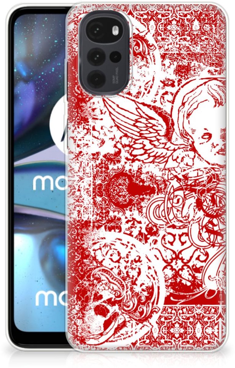 Silicone Back Case Motorola Moto G22 Angel Skull Rood