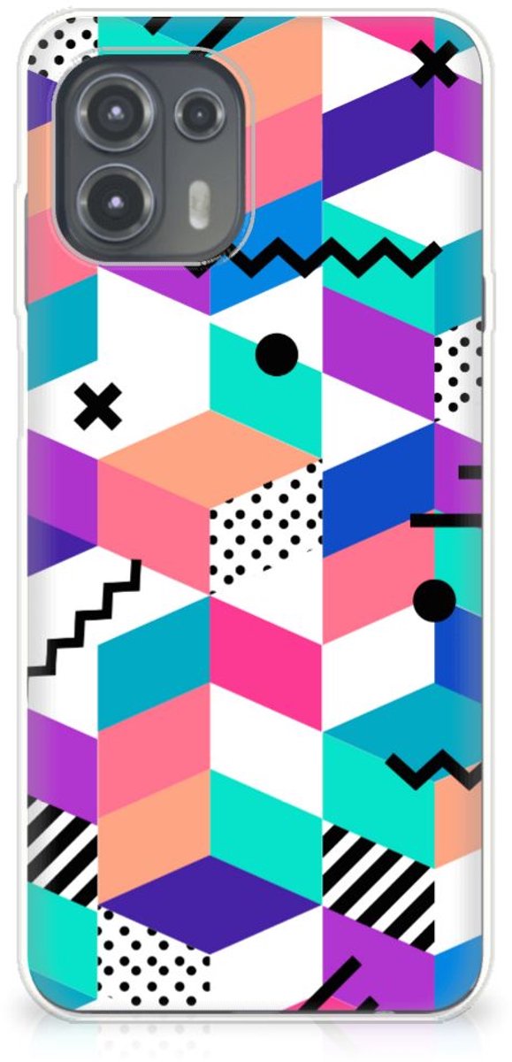 Motorola Edge 20 Lite TPU Hoesje Blokken Kleurrijk