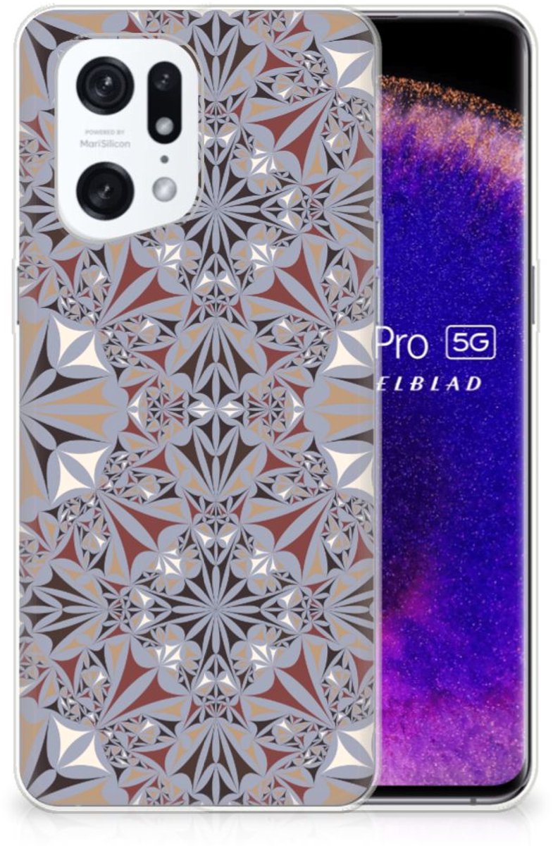 OPPO Find X5 Pro TPU Siliconen Hoesje Flower Tiles
