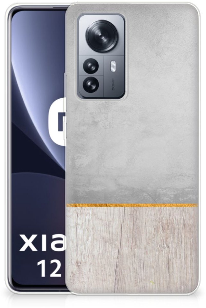 Xiaomi 12 Pro Bumper Hoesje Wood Concrete