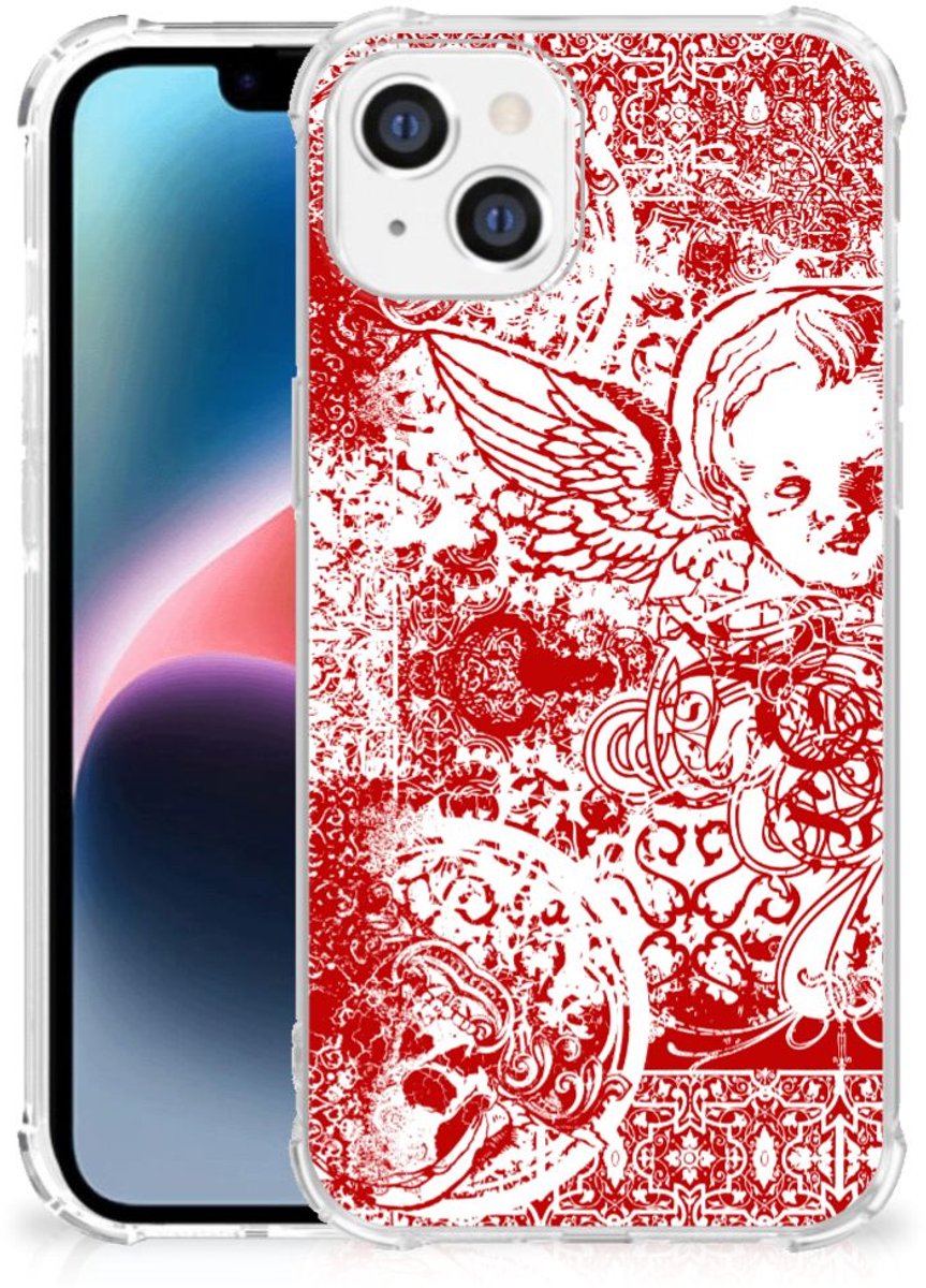 Back Cover voor Extreme Case Apple iPhone 14 Plus Angel Skull Rood