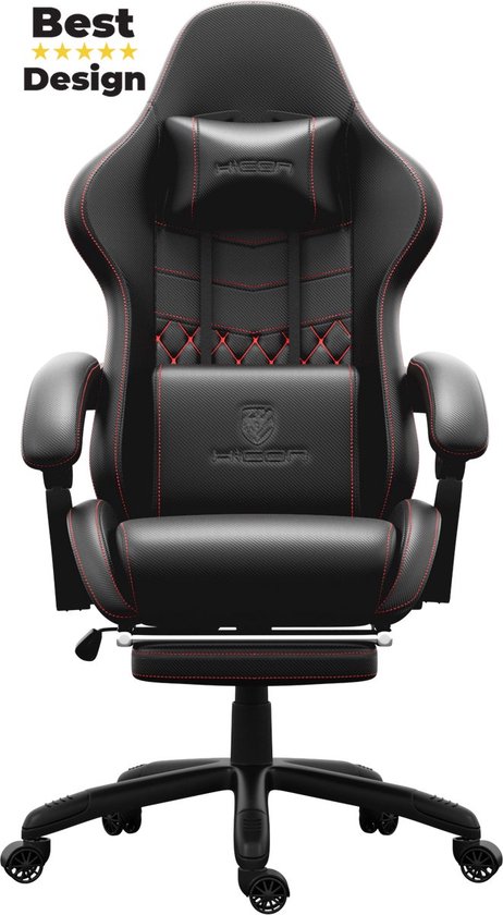 HICON Gamestoel Vittoria - Gamestoel met voetsteun - Gaming stoel - Bureaustoel - Verstelbaar - Gamestoelen - Racing - Gaming Chair - Zwart
