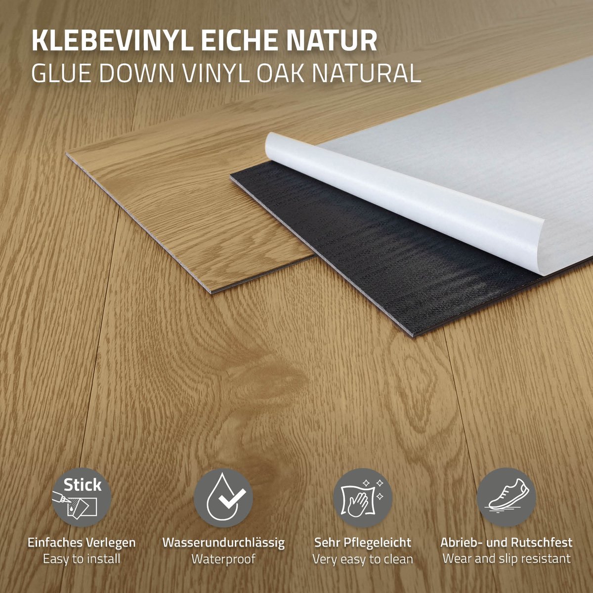 Deluxe PVC klevende vinylvloer voor 2,23 m² natuurlijke eik 2 mm dik ML design
