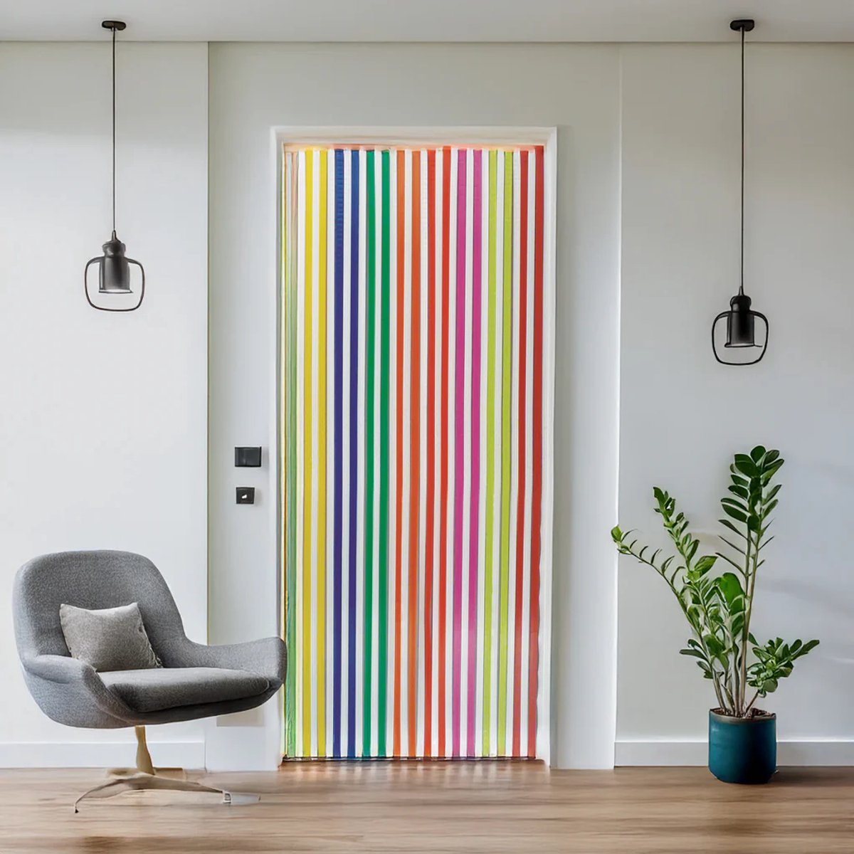 Jekra Vliegengordijnen - Deurgordijn - Linten - Multicolor/Wit - 90x220 cm