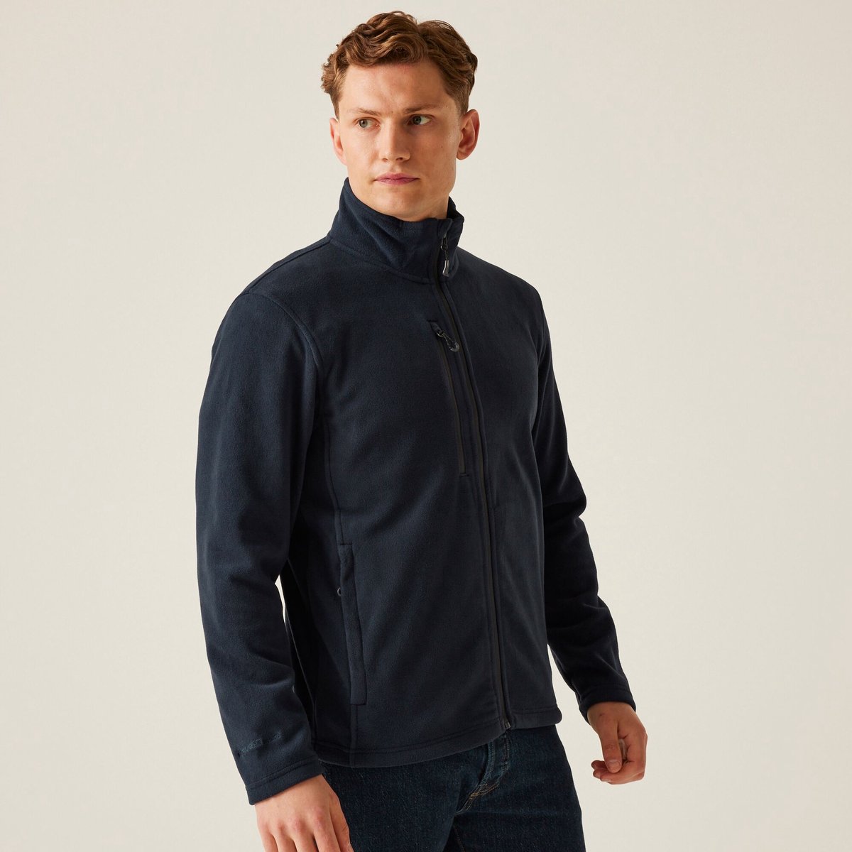 Fleece Heren Recycled Volledige Rits Hoge Kraag Blauw