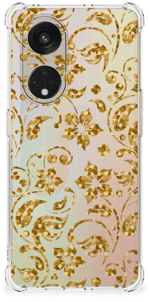 OPPO Reno8 T 5G Case Gouden Bloemen