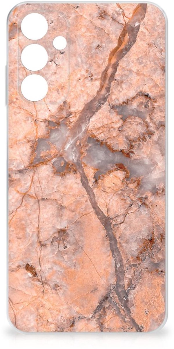 Back Cover voor Samsung Galaxy A15 TPU Siliconen Hoesje Marmer Oranje