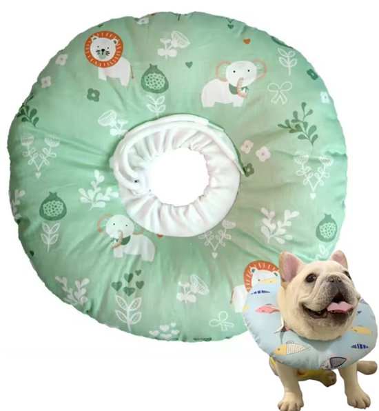 ZERO 90® Verstelbare Beschermkraag voor Honden | Kleine Honden en Middelgrote Honden | Jungle | Comfortabele Medische Kraag | Met Trekkoord | voor Wondbescherming en Herstel na Operatie | Hondenkraag Maat M