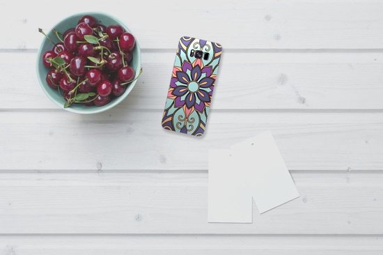 Coque Téléphone pour Samsung Galaxy S8 Plus PU Silicone Etui Bumper Gel Fleur Mauve