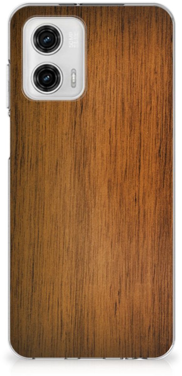 Motorola Moto G73 Bumper Hoesje Donker Hout