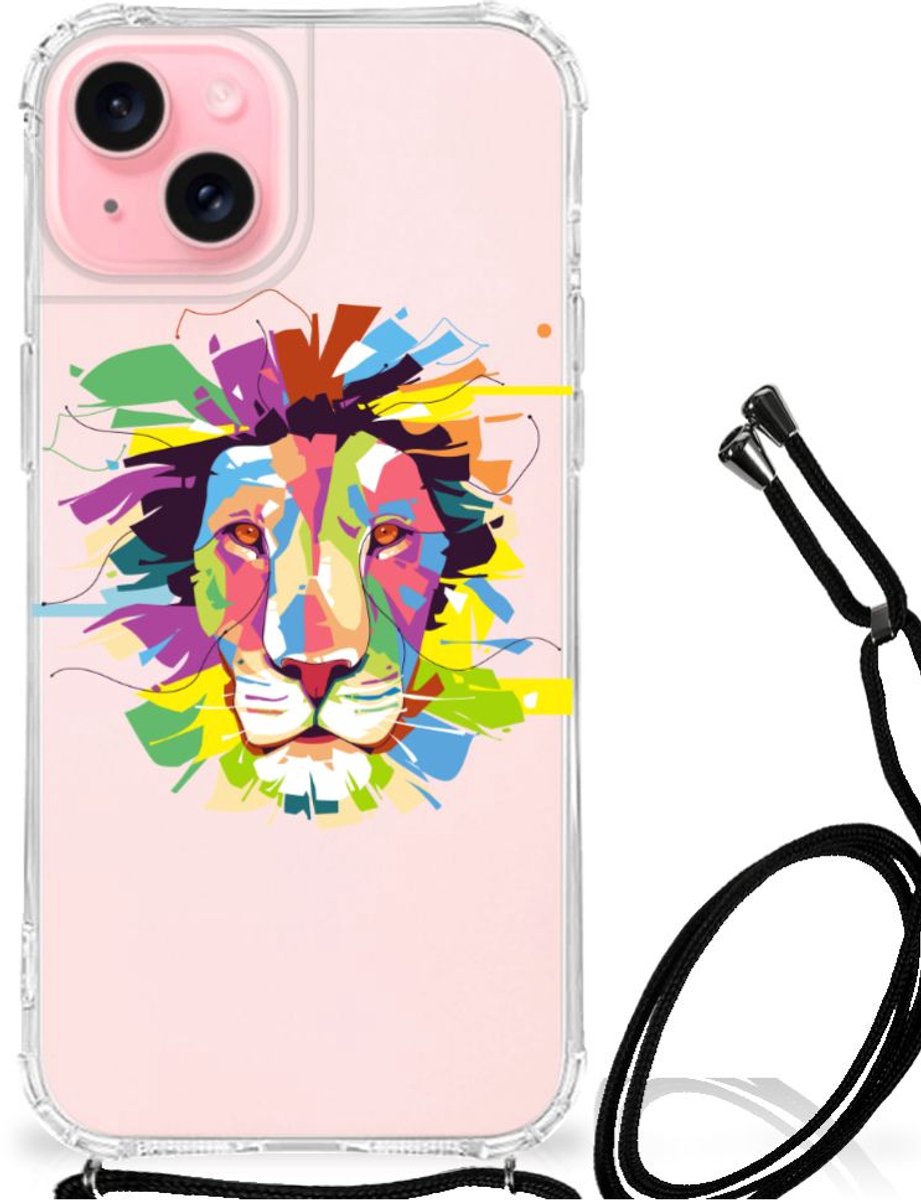 iPhone 15 Plus Stevig Bumper Hoesje Lion Color