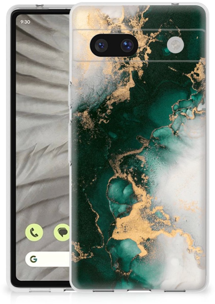 TPU Hoesje voor TPU Siliconen Hoesje voor Google Pixel 7A Marmer Groen