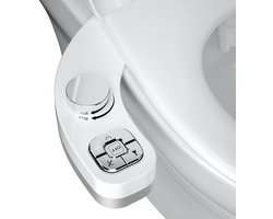 Bidet - Niet-elektrisch Zelfreinigend Bidet - Dubbel Mondstuk Voor- en Achterwas - Bidet met Knop - Zoetwater Bidet - Toiletbrilbevestiging - Duurzaam en Hygienisch - Milieu-vriendelijk - Gemakkelijk te Installeren - Wit