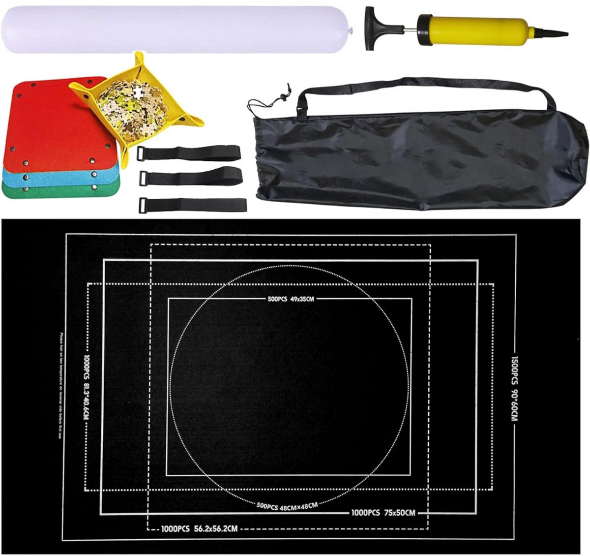 ApexArte® Puzzeltafel - Puzzelmat - Puzzelmap - Puzzelbord - 1500 Stukjes - Zwart
