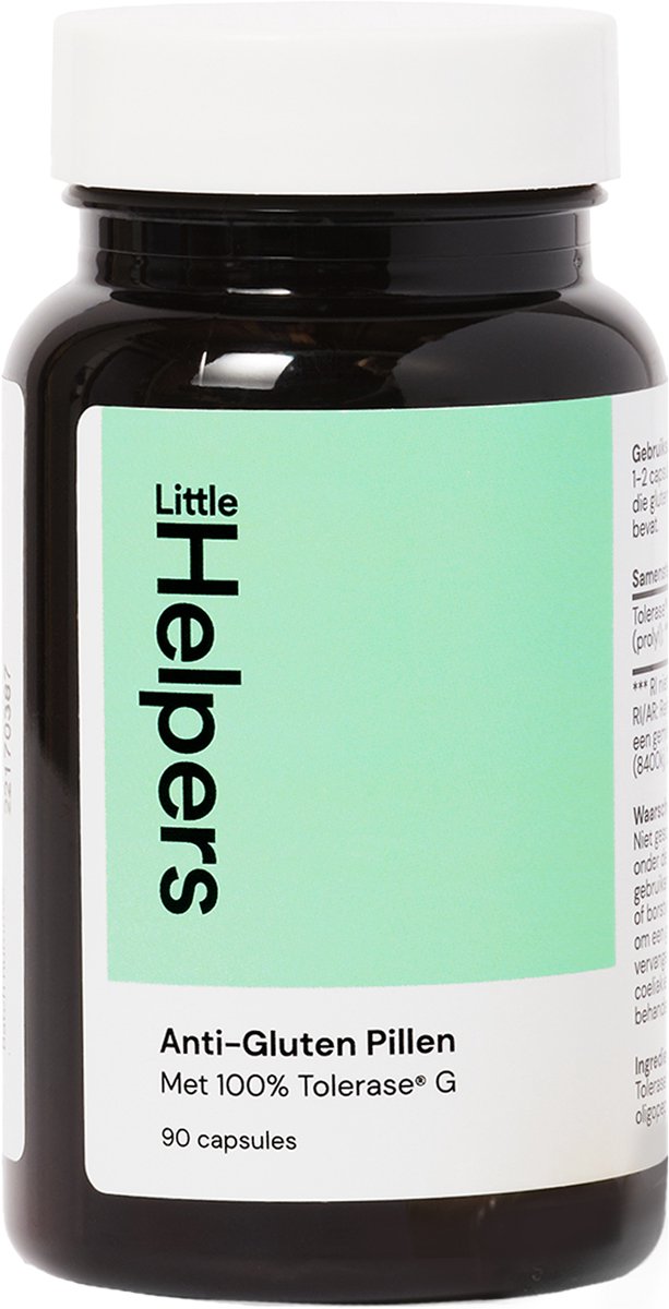 Goedkoopste Little Helpers® Anti-Gluten Pillen – 100 Tolerase® G – Glutensplitsend Enzym – Breekt 86 Gluten Af Binnen 10 Min – Ondersteunt Spijsvertering – Vegan – 90 Capsules