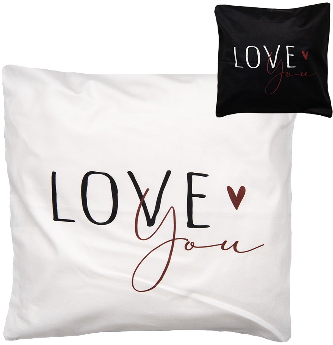 Clayre & Eef Kussenhoes 45x45 cm Zwart Wit Polyester