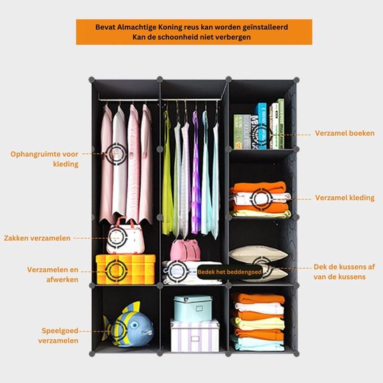 VELTRR® Dressing Kasten - Kledingkast - Kledingkasten Slaapkamer - Organizer van VELTRR® — afbeelding 2