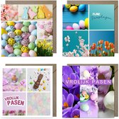 8 Cartes de vœux de vœux de Pasen carrées de Luxe - Cartes de Pâques - 13,5 x 13,5 cm - cartes pliées Enveloppes colorées incluses