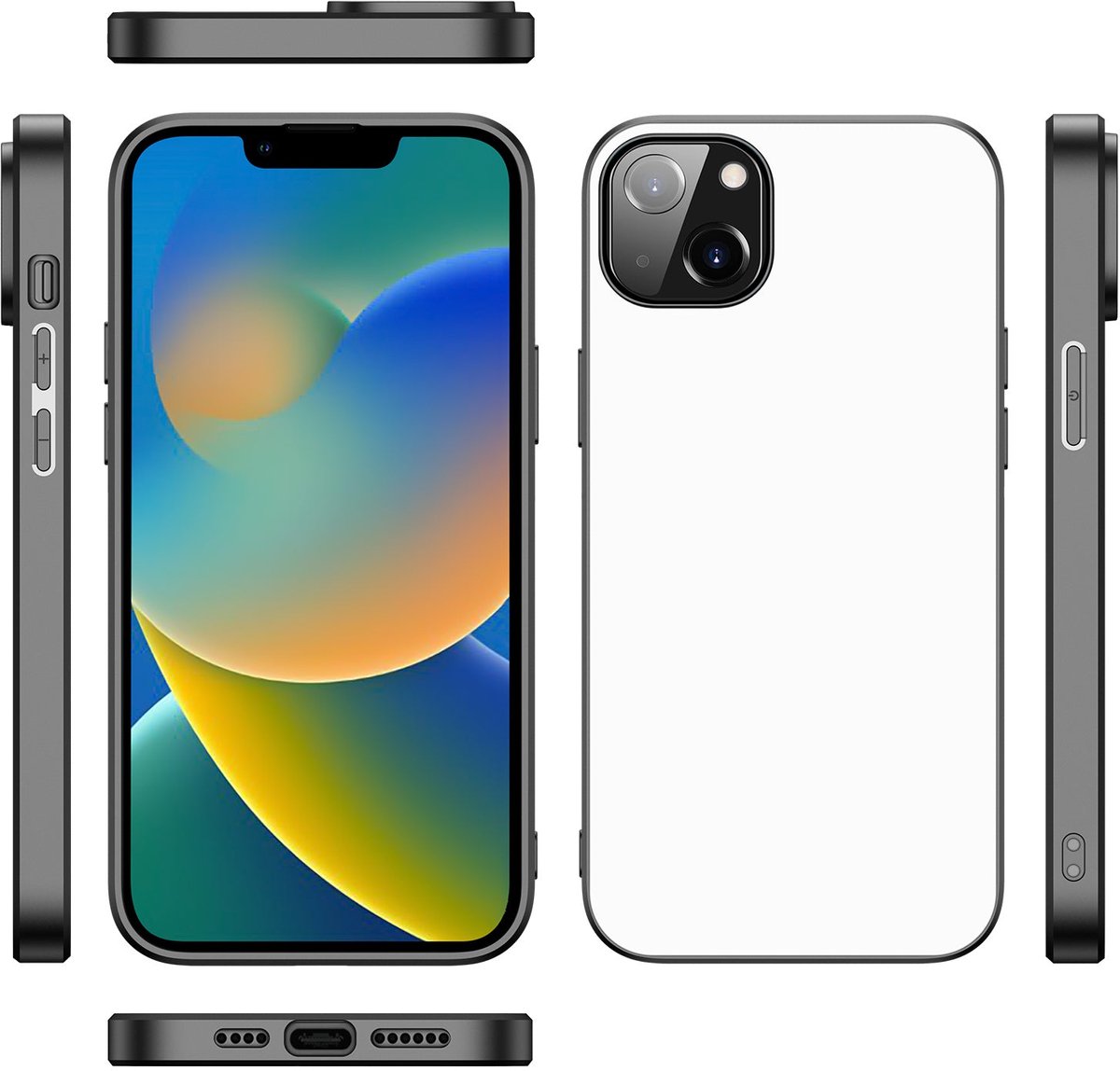 Back Cover Hoesje Apple iPhone 14 Plus Zwart/wit