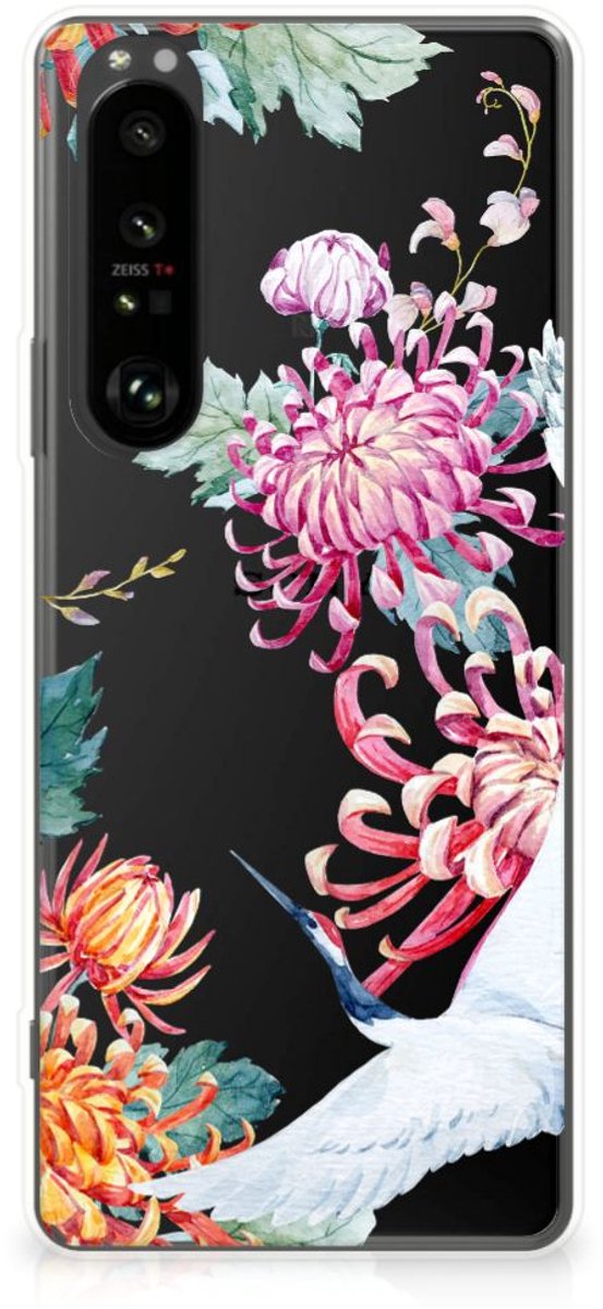 Sony Xperia 1 III TPU Hoesje Bird Flowers