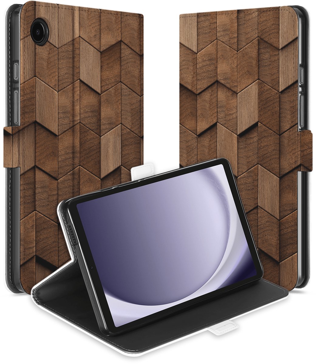 Uniek Samsung Galaxy Tab A11/Tab A9 Tablethoesje Wooden Cubes Design | B2C Telecom