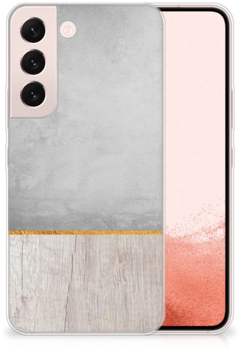 Back Cover voor Samsung Galaxy S22 Bumper Hoesje Wood Concrete