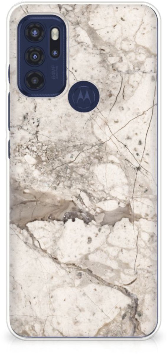 Motorola Moto G60s TPU Siliconen Hoesje Marmer Beige