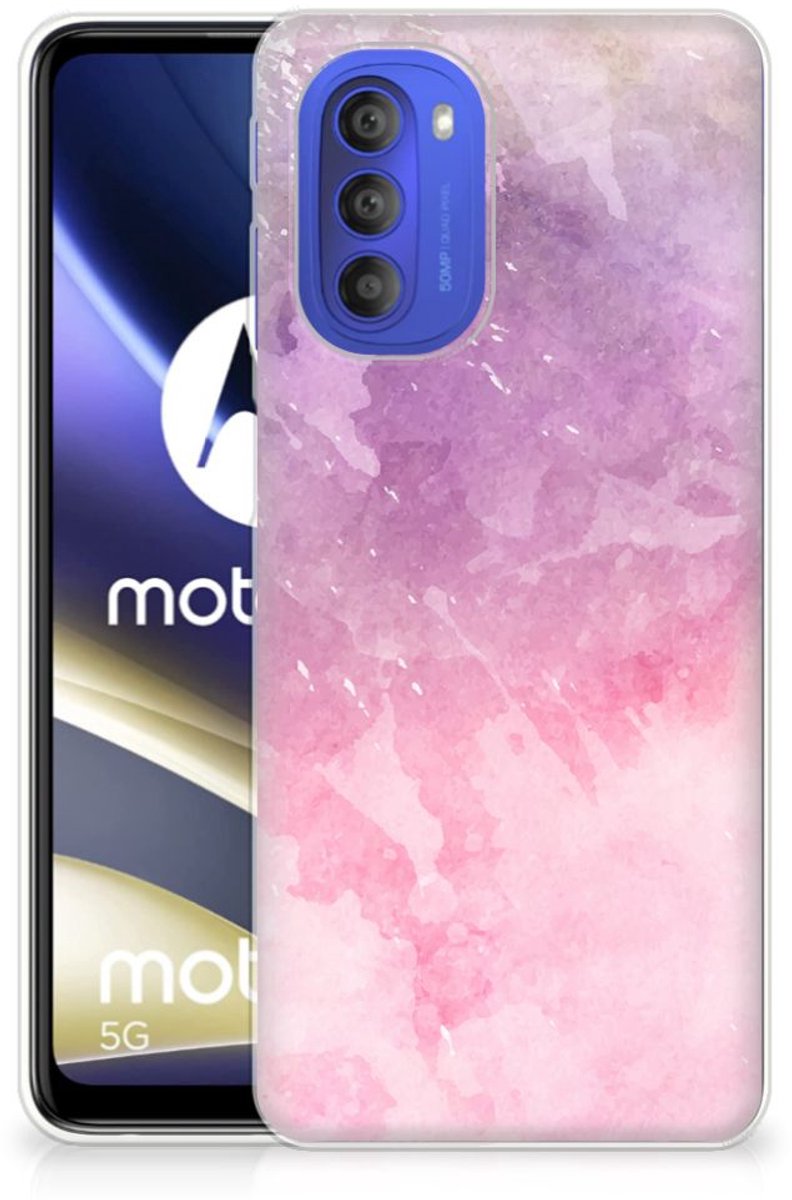 TPU Hoesje voor Hoesje maken Motorola Moto G51 5G Pink Purple Paint