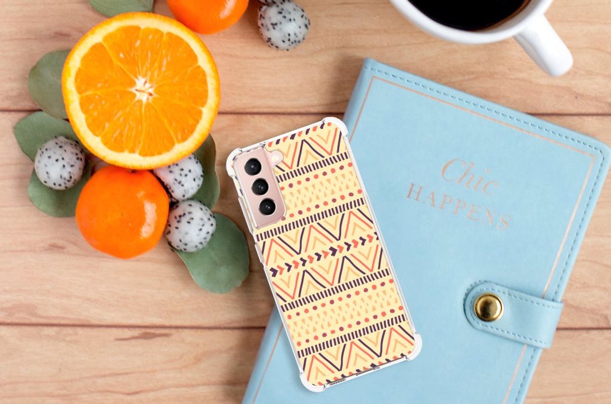 Samsung Galaxy S21 FE Doorzichtige Silicone Hoesje Aztec Yellow