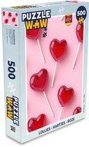 Puzzel Lollies - Hartjes - Roze - Legpuzzel - Puzzel 500 stukjes
