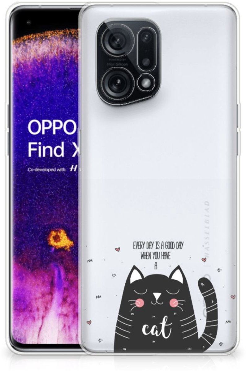 OPPO Find X5 Telefoonhoesje met Naam Cat Good Day