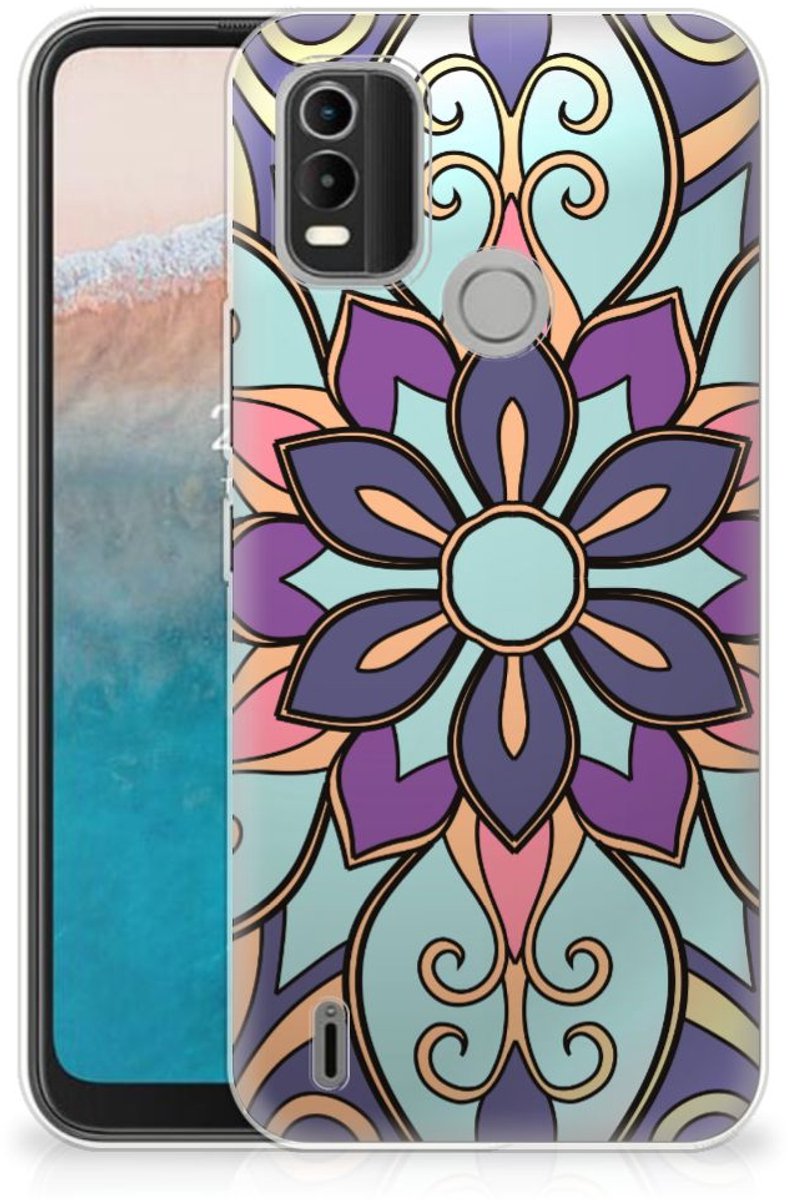 Nokia C21 Plus TPU Case Purple Flower