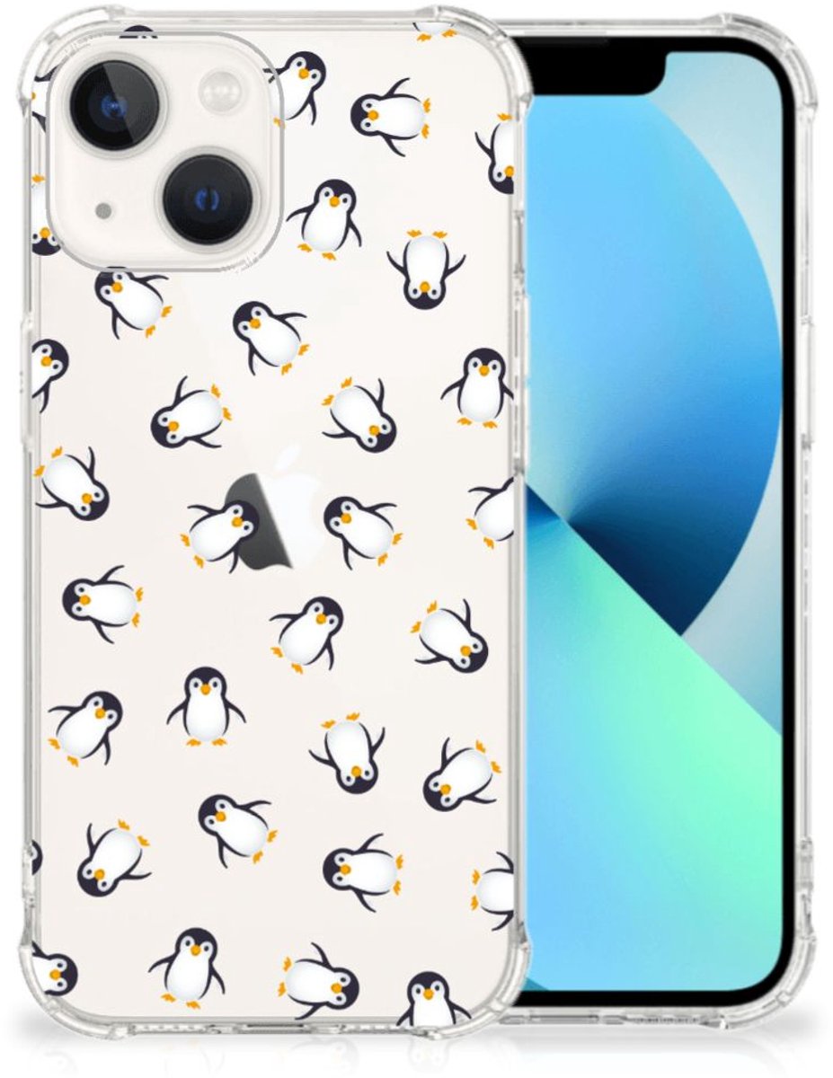 Doorzichtige Silicone Hoesje voor iPhone 13 Pinguïn