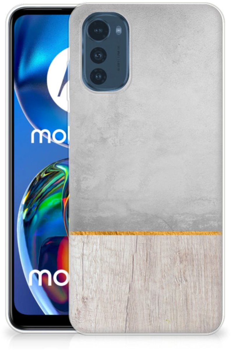 Motorola Moto E32/E32s Bumper Hoesje Wood Concrete