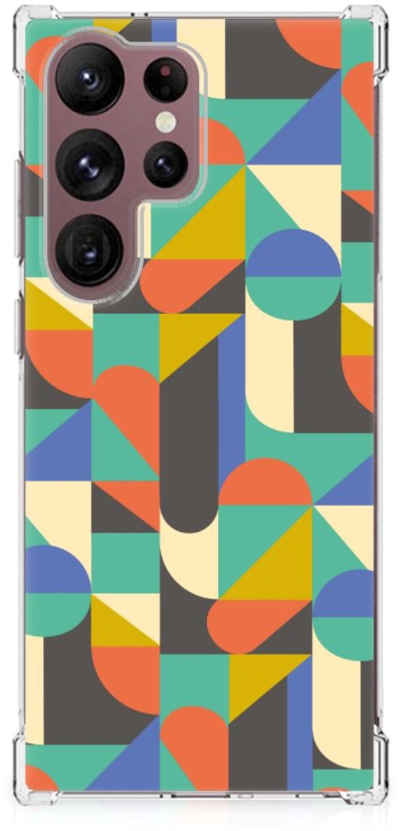 Samsung Galaxy S23 Ultra Doorzichtige Silicone Hoesje Funky Retro