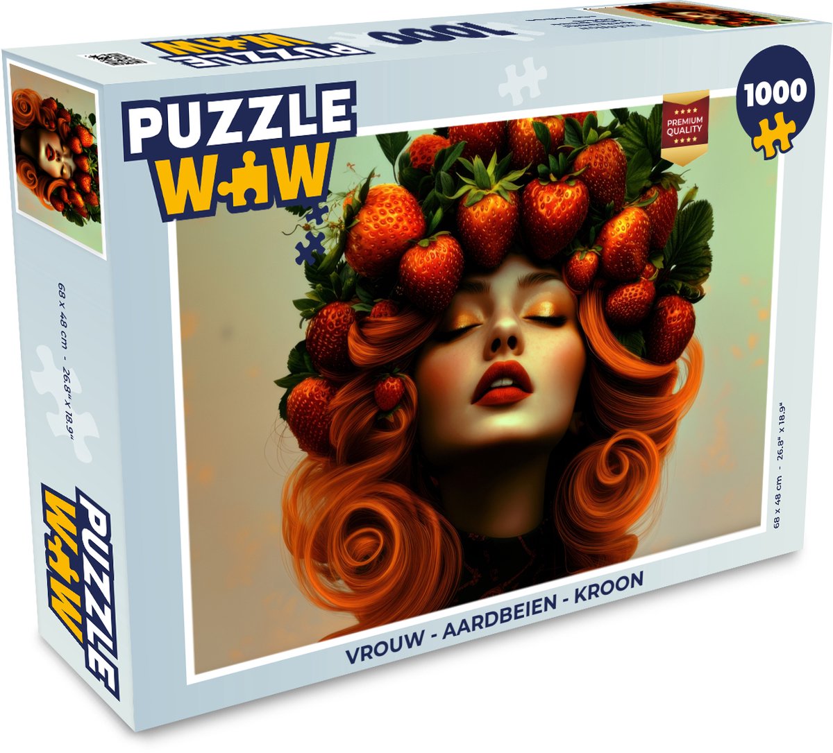 Puzzel Vrouw - Aardbeien - Kroon - Legpuzzel - Puzzel 1000 stukjes volwassenen