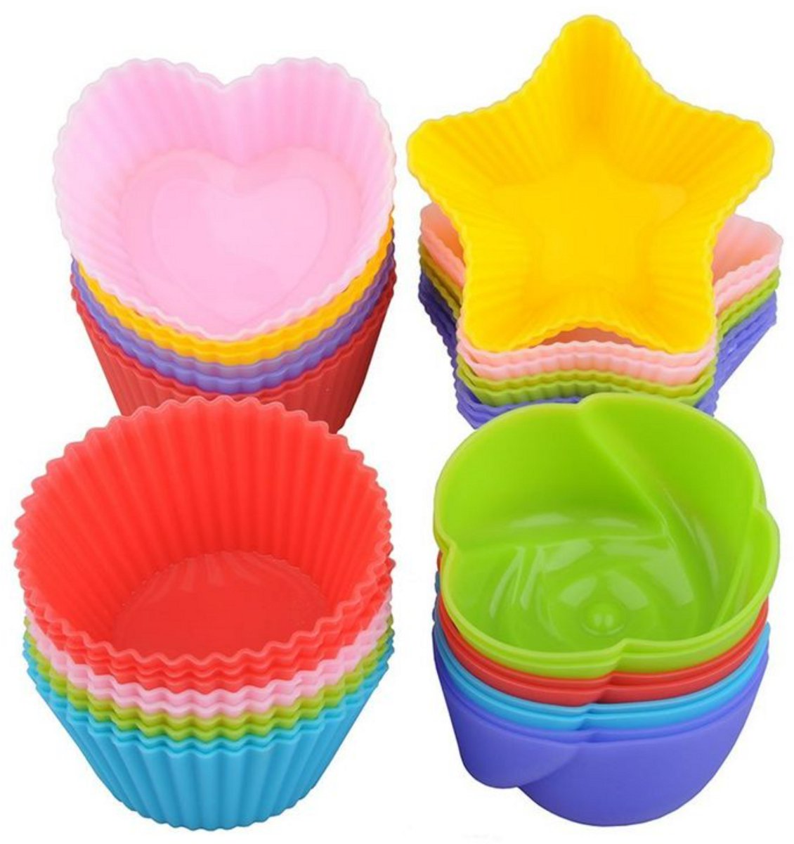 Gekleurde Cupcake vormpjes set - Siliconen bakvormen - Cupcake vorm - Muffin - Figuur Bakvorm - Taart - Gebak - Koekjes - Cake - Chocolade - Herbruikbaar