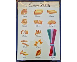 Italian Pasta. Metalen wandbord in reliëf 30 x 40 cm.