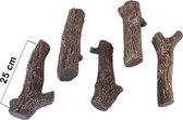 Xaralyn Keramische houtset (5-delig) - Sfeerhaard decoratie - Bio-ethanolhaard - Elektrische sfeerhaard - sfeerhaardvulling - sfeerhaardvulling