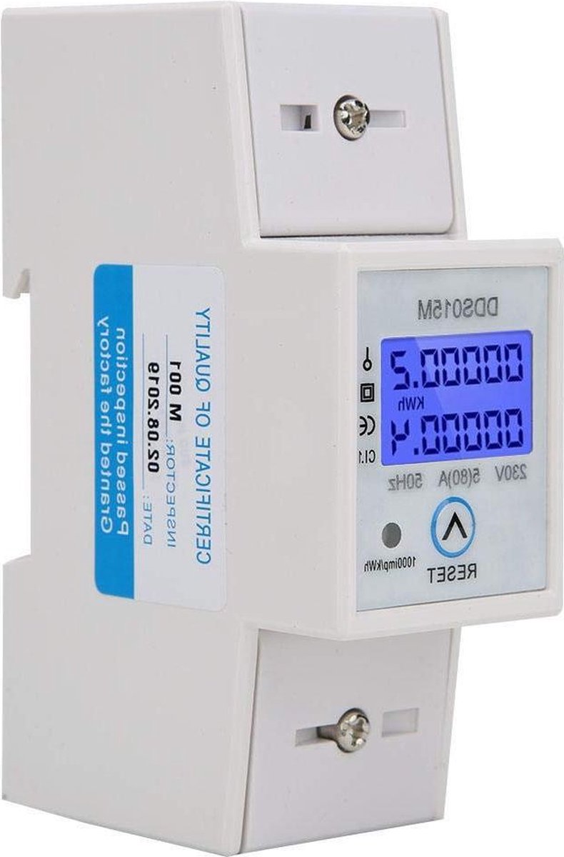 Monofasige elektriciteitsmeter DDS015M wattuur energiemeter digitale DIN-rail KWH-meetapparaat display resetbaar 230 V energiemeter - meters voor achtergrondverlichting - energiebesparing .