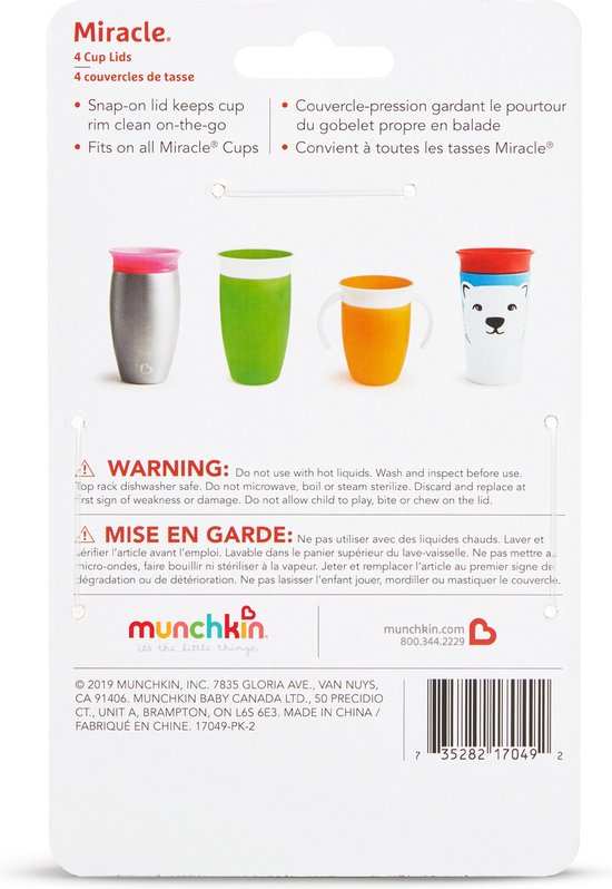 Munchkin Lids Deksels voor alle Miracle 360° Cups - Antilek Drinkbeker Deksels - Roze/Blauw/Groen/Paars- Per 4 Stuks van Munchkin — afbeelding 4