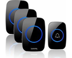 Santel draadloze deurbel met 3 ontvangers – Deurbel draadloos - Deurbellen – Wireless Doorbell - IP44 Waterdicht