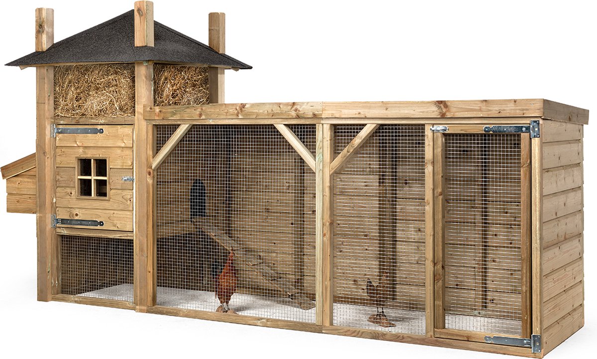 Wood Selections Kippenhok Hooiberg Silke - Kippenren - Nachthok Kippen voor buiten - kippenhok met buitenverblijf - Dierenverblijf