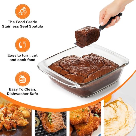 Mini metalen spatel/roestvrijstalen browniespatel met antislip handvat/keukenspatel/cake en pannenkoekspatel/taartspatel voor draaien, koken en bakken (8 stuks