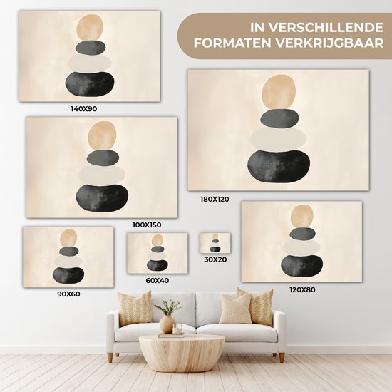 Tableau sur toile 180x120 cm - Décoration murale Japandi - Wabi sabi - Beige - Décoration murale murale salon - Décoration chambre - Accessoires chambre - Peintures sur toile