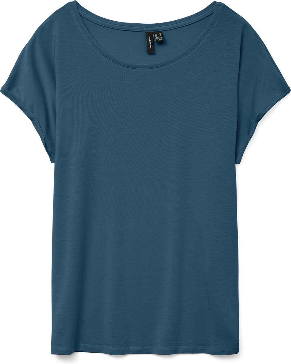 Vero Moda T-shirt Vmava Plain Ss Top Gajrs Noos 10284468 Moroccan Blue Dames Maat - M