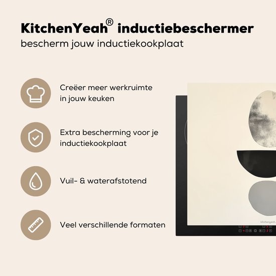 KitchenYeah® Inductie beschermer 59x52 cm - Beige - Japandi - Wabi sabi - Kookplaataccessoires - Afdekplaat voor kookplaat - Inductiebeschermer - Inductiemat - Inductieplaat mat - Keuken decoratie